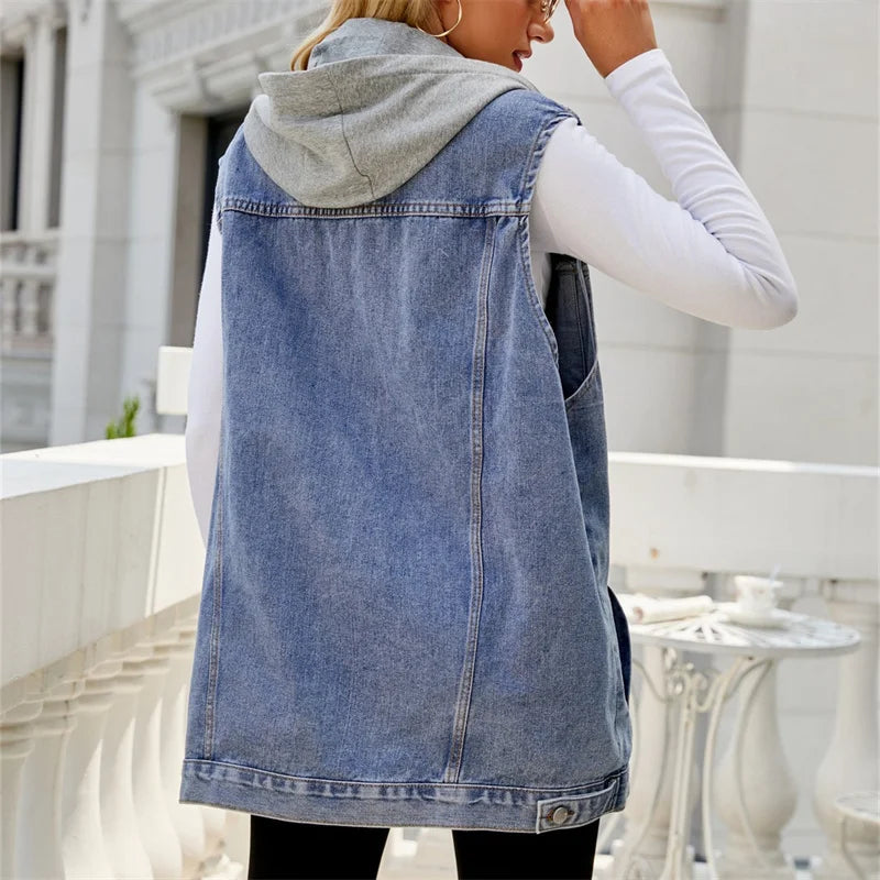 Dahlia  – Loose Hooded Denim Vest
