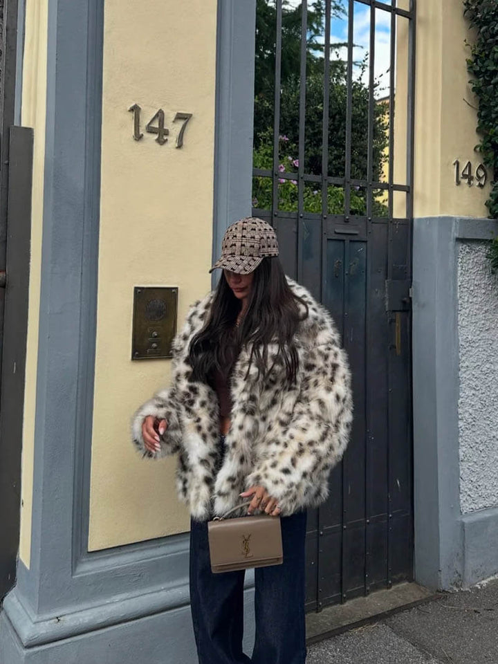 Nerissa - Leopard Print Fur Jacket