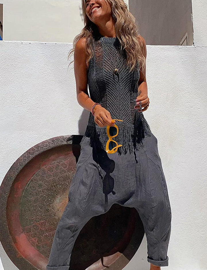 Odette - Thar Desert Sleeveless Tassel Knit Top