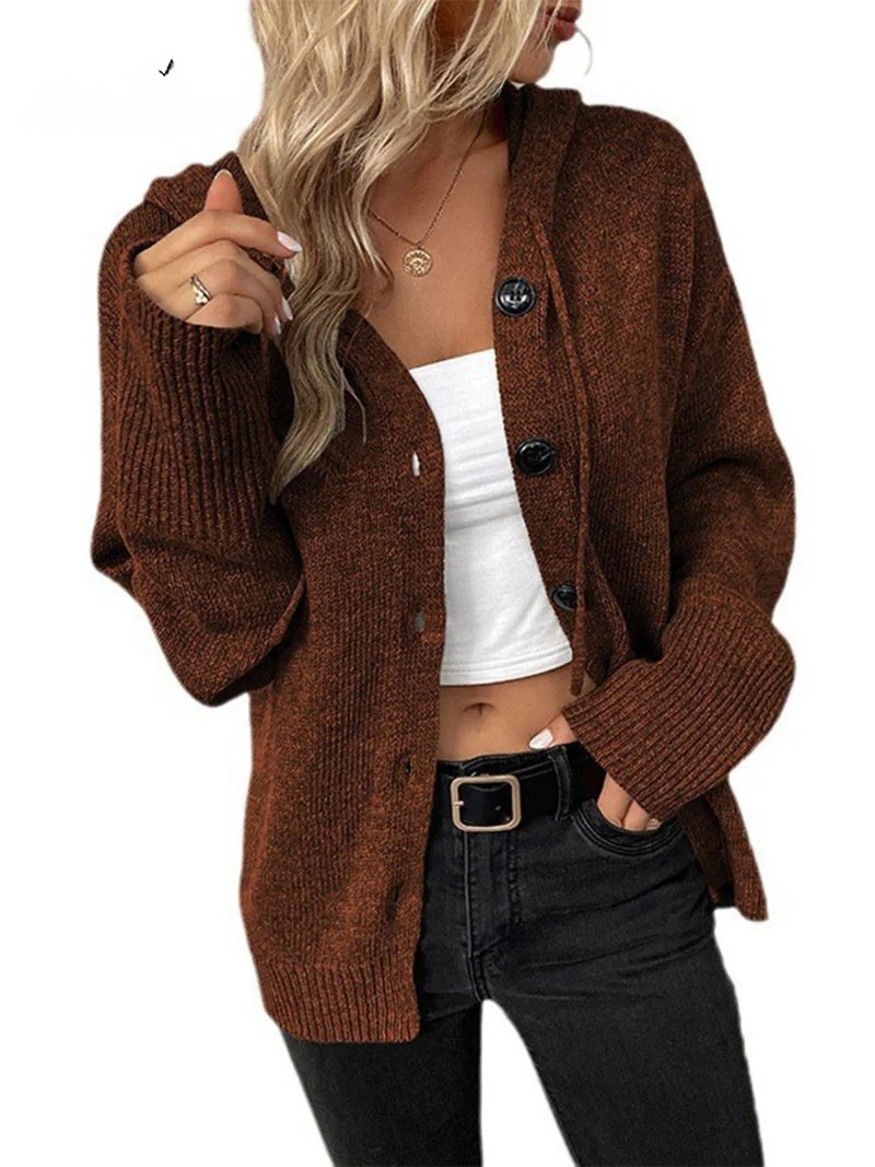 Zoe - Solid Color V-neck Knitted Cardigan Jacket