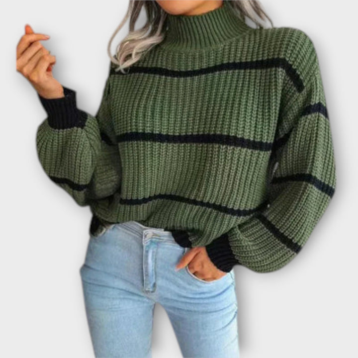 Eleanor - Turtleneck Sweater with Stripes