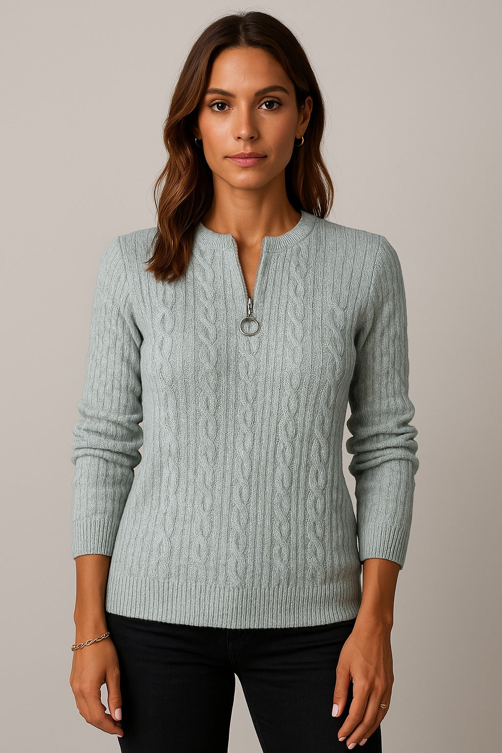 Pippa - Elegant knitted jumper with zip