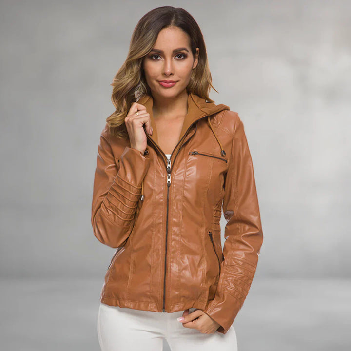Martha - Leather Jacket with Hood