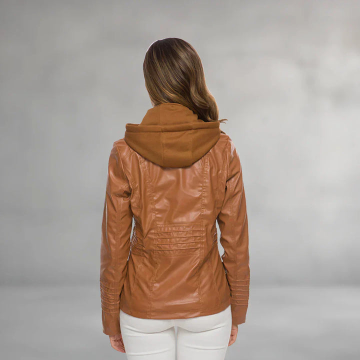 Martha - Leather Jacket with Hood