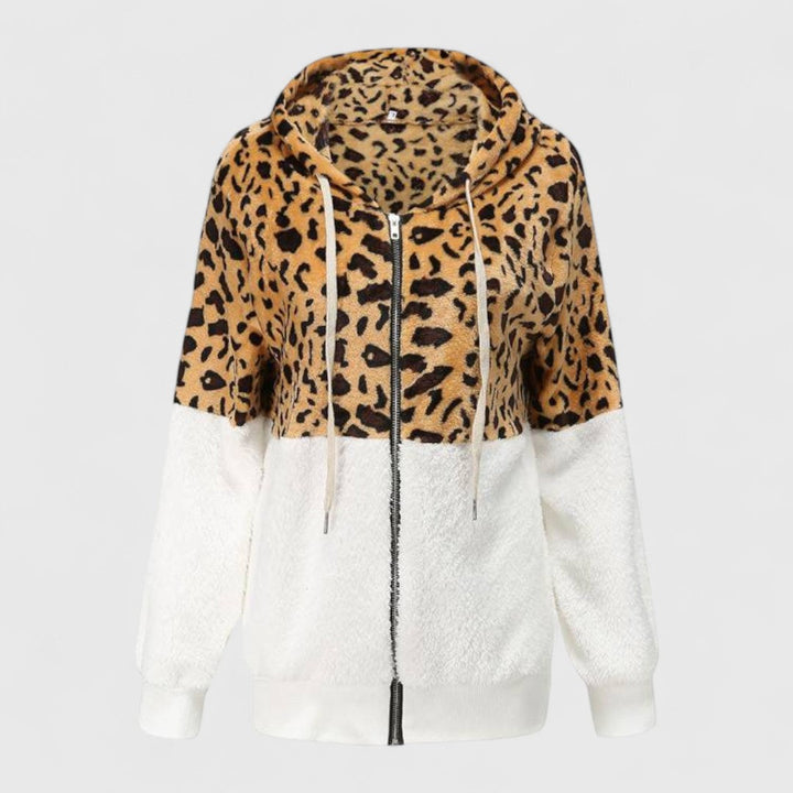 Beatrice - Fleece Hoodie with Leopard Design