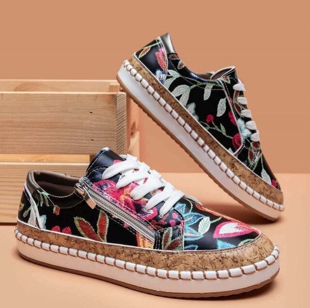 Aurora -  Floral Orthopedic Zipper Sneakers