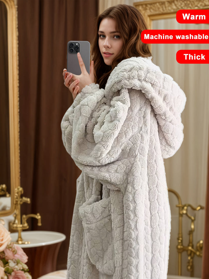 Maribel - Cozy Coral Fleece Hooded Robe