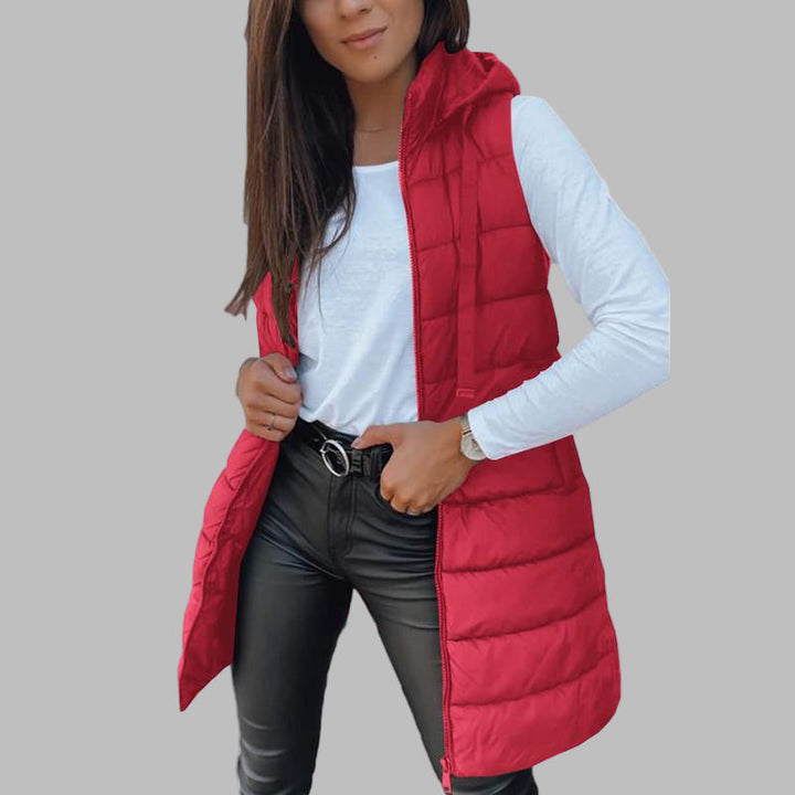 Julia - Casual Sleeveless Hood Long Puffer Vest