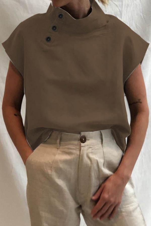 Gabriella - High Collar Buttoned Blouse