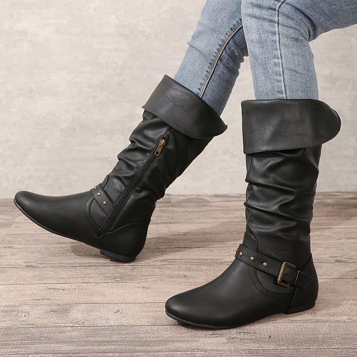 Gemma - Women's Knee-High Boots with Side Zipper