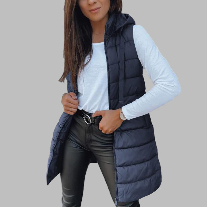 Julia - Casual Sleeveless Hood Long Puffer Vest