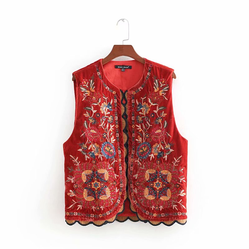 Sophia - Embroidered Velvet Boho Waistcoat
