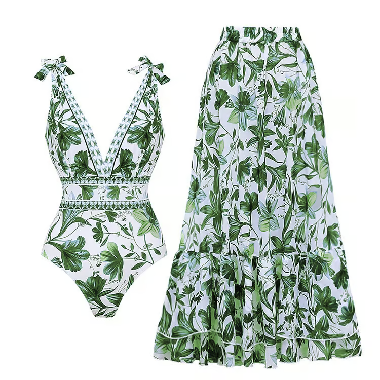 Francesca - Floral Print V-Neck One-Piece Bathing Suit