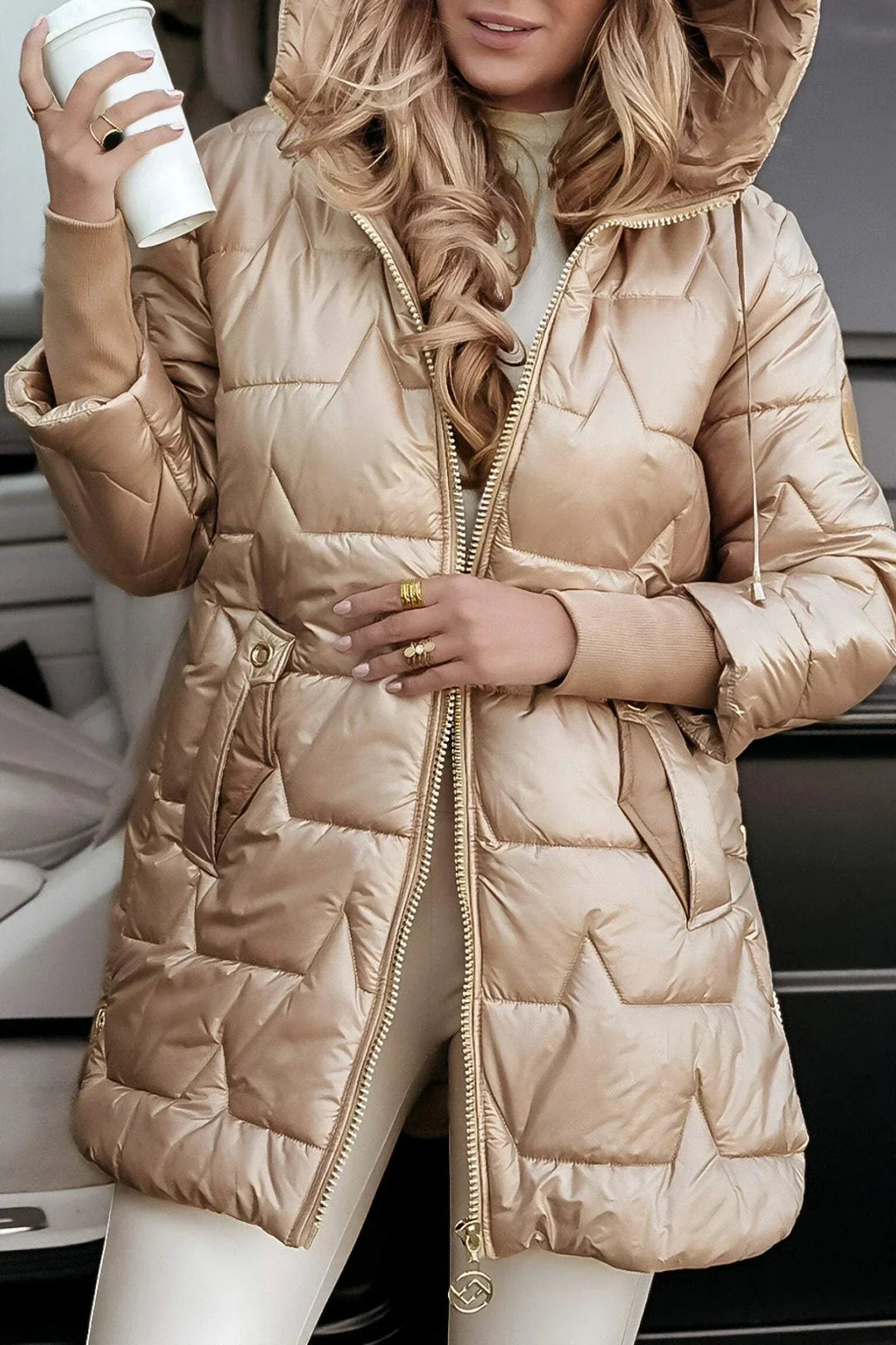 Linda - Elegant Winter Coat with Hood and Padding
