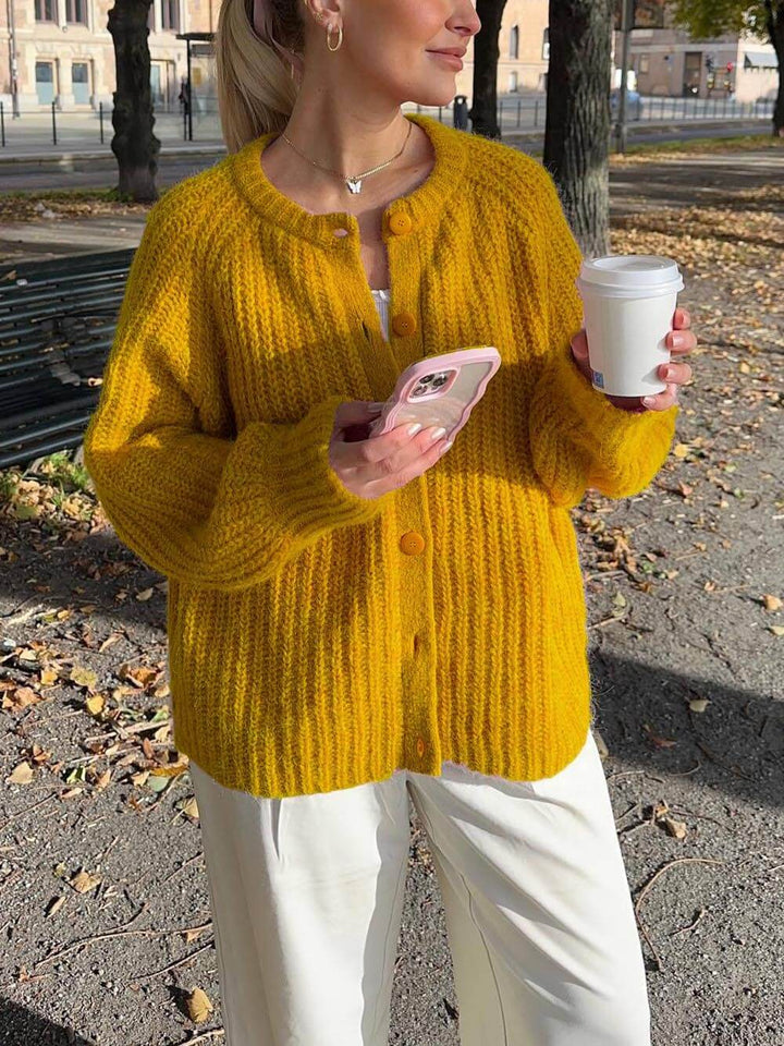 Ivanna - Lazy Style Loose Solid Color Long Sleeve Cardigan