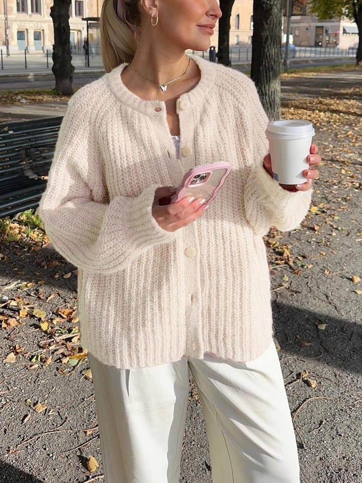 Ivanna - Lazy Style Loose Solid Color Long Sleeve Cardigan