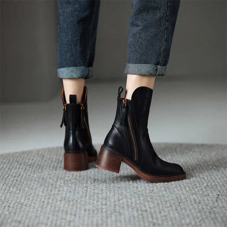 Clara - Leather Ankle Boots