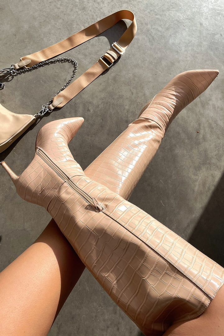 Eliana - Bone Knee-High Boots